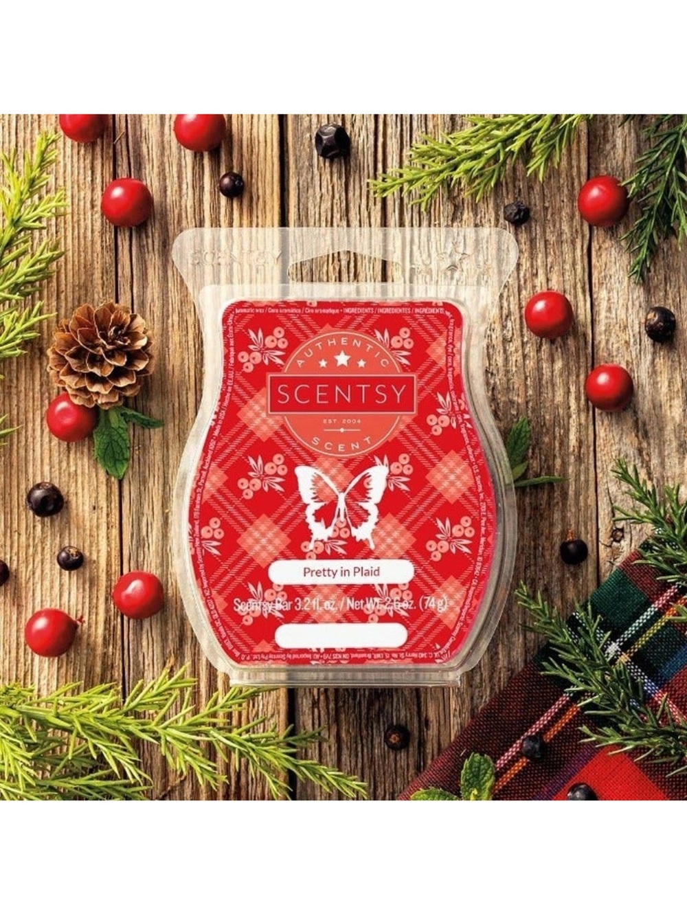 Lot of 2 Pretty in Plaid Scentsy Wax Bars 3.2 fl oz Retired NEW
